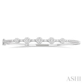 1 1/10 Ctw Lovebright Circular Mounts Baguette & Round Cut Diamond Bangle in 14K White Gold